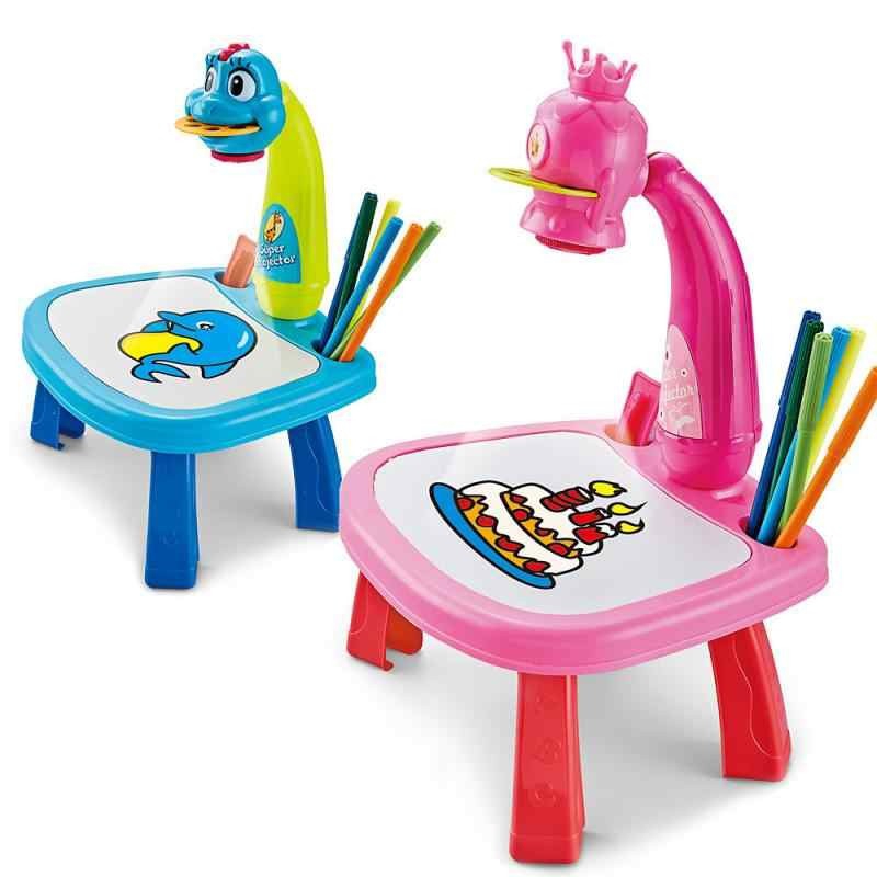 ערכת למידת ציור עם שולחן, מקרן וצבעים לילדים