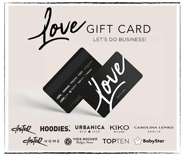 תו קנייה בשווי 300 ש"ח לרכישה במגוון חנויות מותגים LOVE GIFT CARD