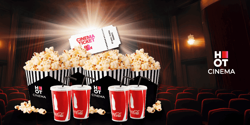 4 כרטיסים לסרט + 4 פופקורן קטן + 4 שתייה קטנה