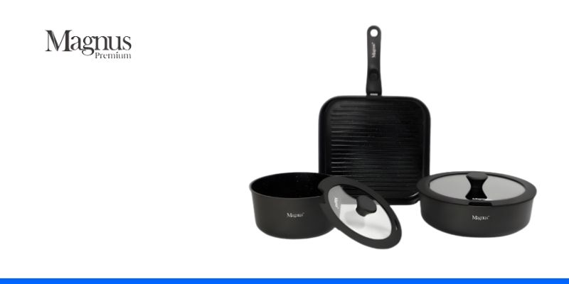 מארז סירים ומחבת עם ידית נשלפת מבית Magnus