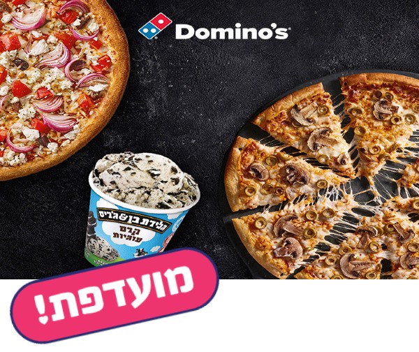 דומינו'ס פיצה - 2 משפחתיות + פיינט בן & ג'ריס