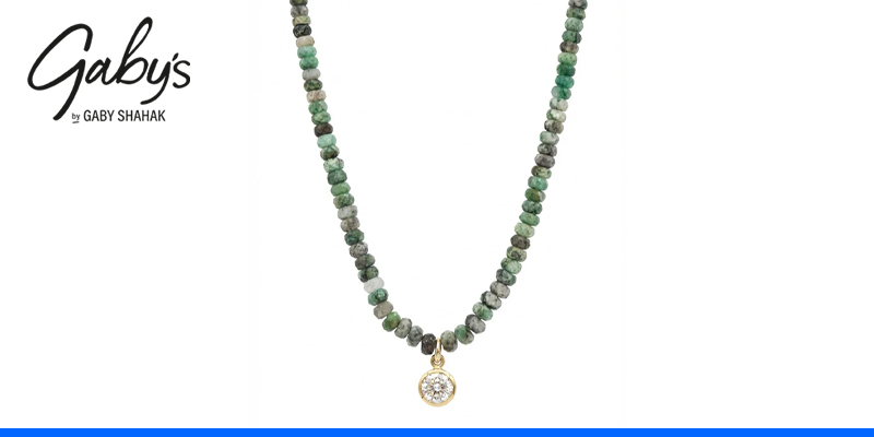 שרשרת אבנים אמתיות ירקרקות עם זירקון עגול - גבי שחק