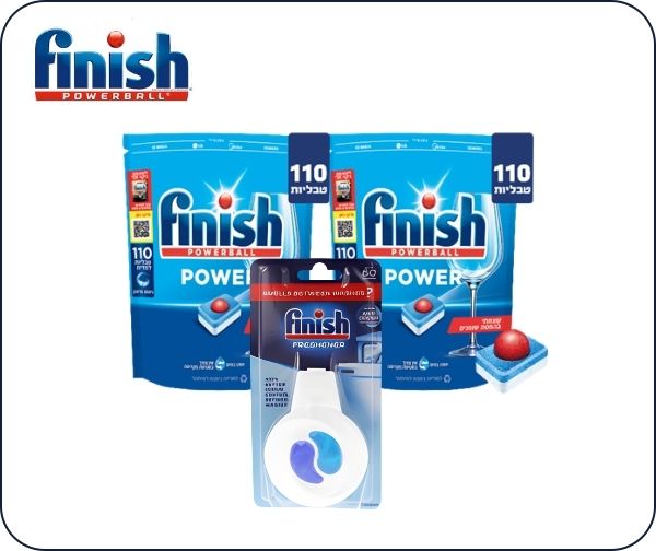 מארז טבליות ומפיץ ריח למדיח מבית finish power