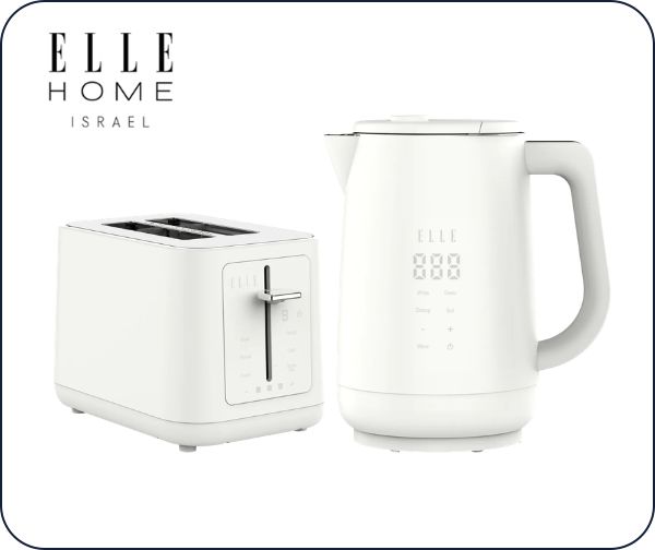 מארז טוסטר + קומקום דיגיטלי - סדרת Panache מבית Elle Home