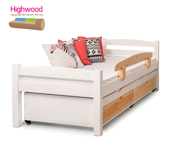 מיטת ילדים נפתחת מדגם יהלי עם מיטת חבר מעץ מלא - היי ווד