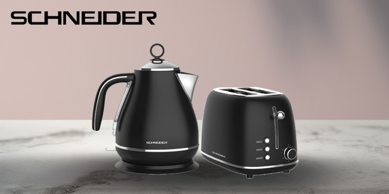 סט קומקום ומצנם רטרו שחור