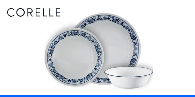 סט צלחות 18 חלקים ל-6 סועדים קורל דגם Old Town Blue מבית קורנינג