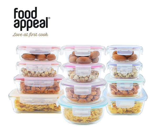 סט 12 כלי אחסון GLASS CLOC מבית Food Appeal