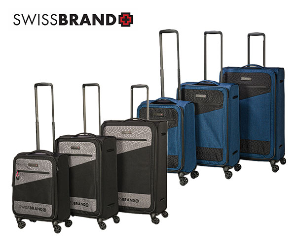 סט 3 מזוודות מבד ריפסטופ מבית המותג השוויצרי SwissBrand