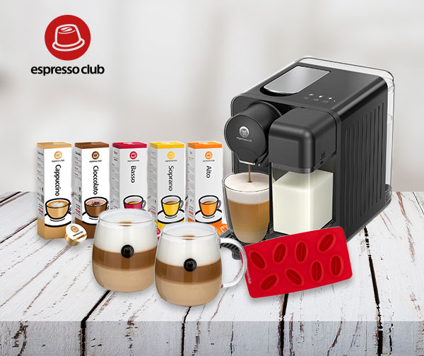 מכונת קפה משולבת Lattechino עם מארז קפה מפנק