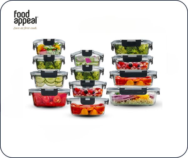 סט 12 כלי אחסון זכוכית מבית Food Appeal סט 12 כלי אחסון זכוכית מבית Food Appeal