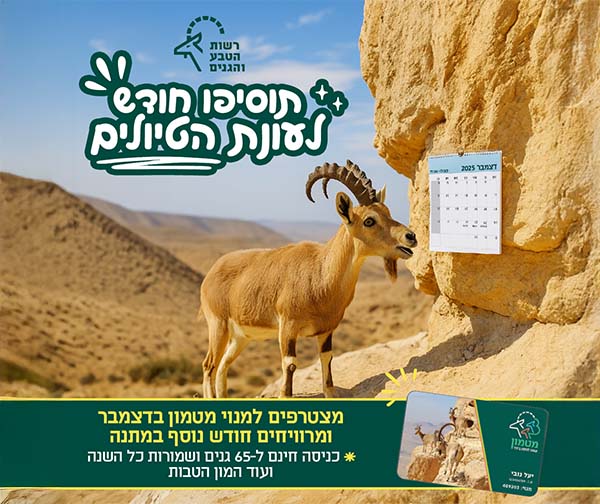 מנוי מטמון - רשות הטבע והגנים