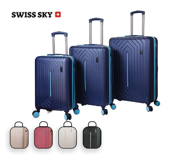 סט מזוודות 3 חלקים מבית Swiss Sky במגוון צבעים לבחירה