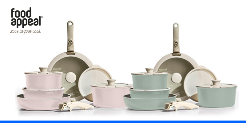 סט סירים 12 חלקים עם ידית נשלפת FLEXI קרם מבית Food appeal