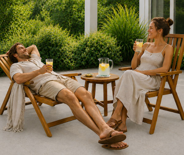 זוג כסאות נח מעץ למרפסת ולגינה מדגם RELAX