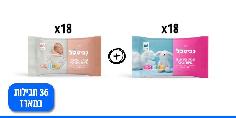 מארז 36 חבילות מגבונים רכים לתינוק בניחוחות כביסכל