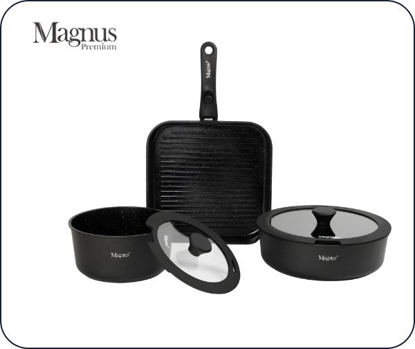 מארז סירים ומחבת עם ידית נשלפת מבית Magnus
